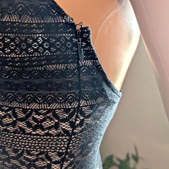 Vintage 90s Reggio Black Lace Gown Slip Dress Floral Whimsigoth Siren Size 6 - Picture 9 of 11